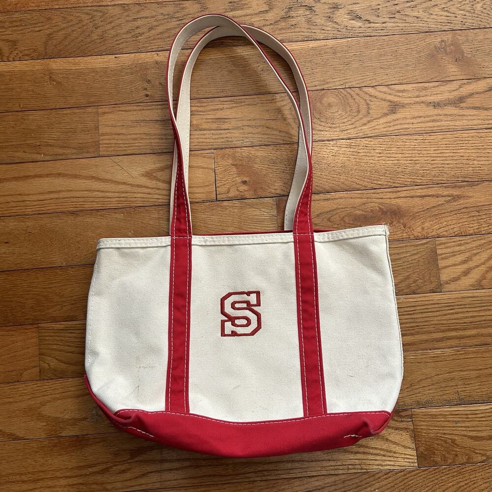 Vintage Ll Bean Boat And Tote Red Stanford S Canvas Bag Medium